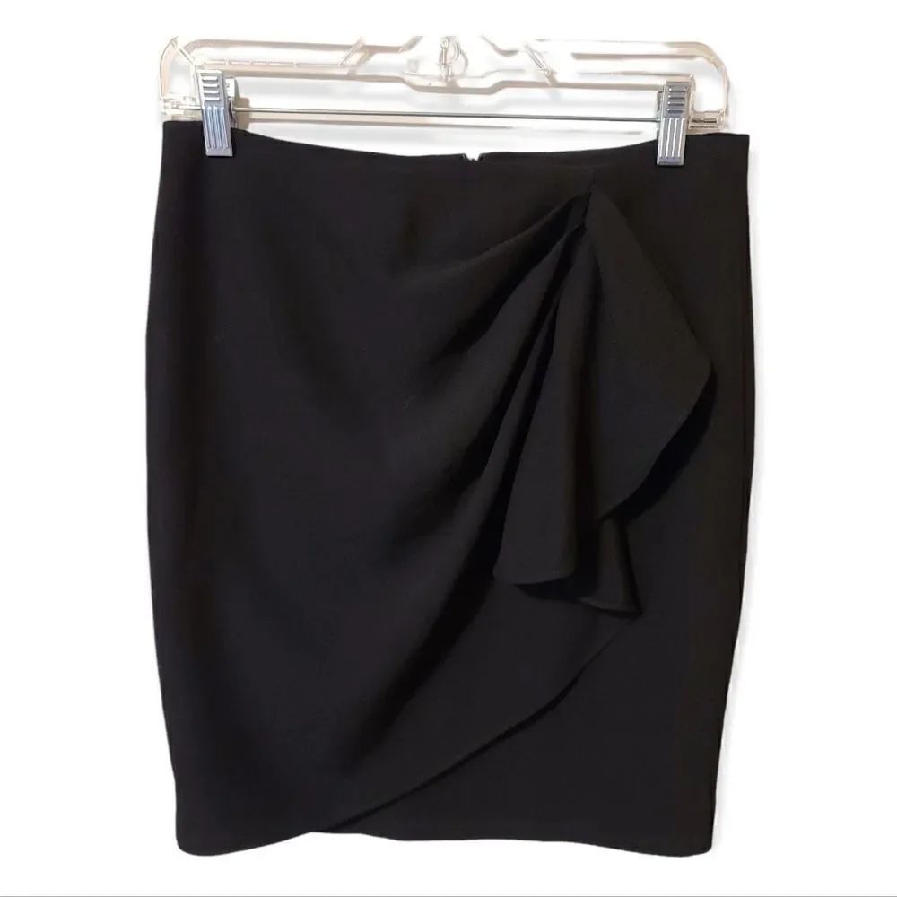 ZARA Black Pencil Skirt with Ruffle Size M